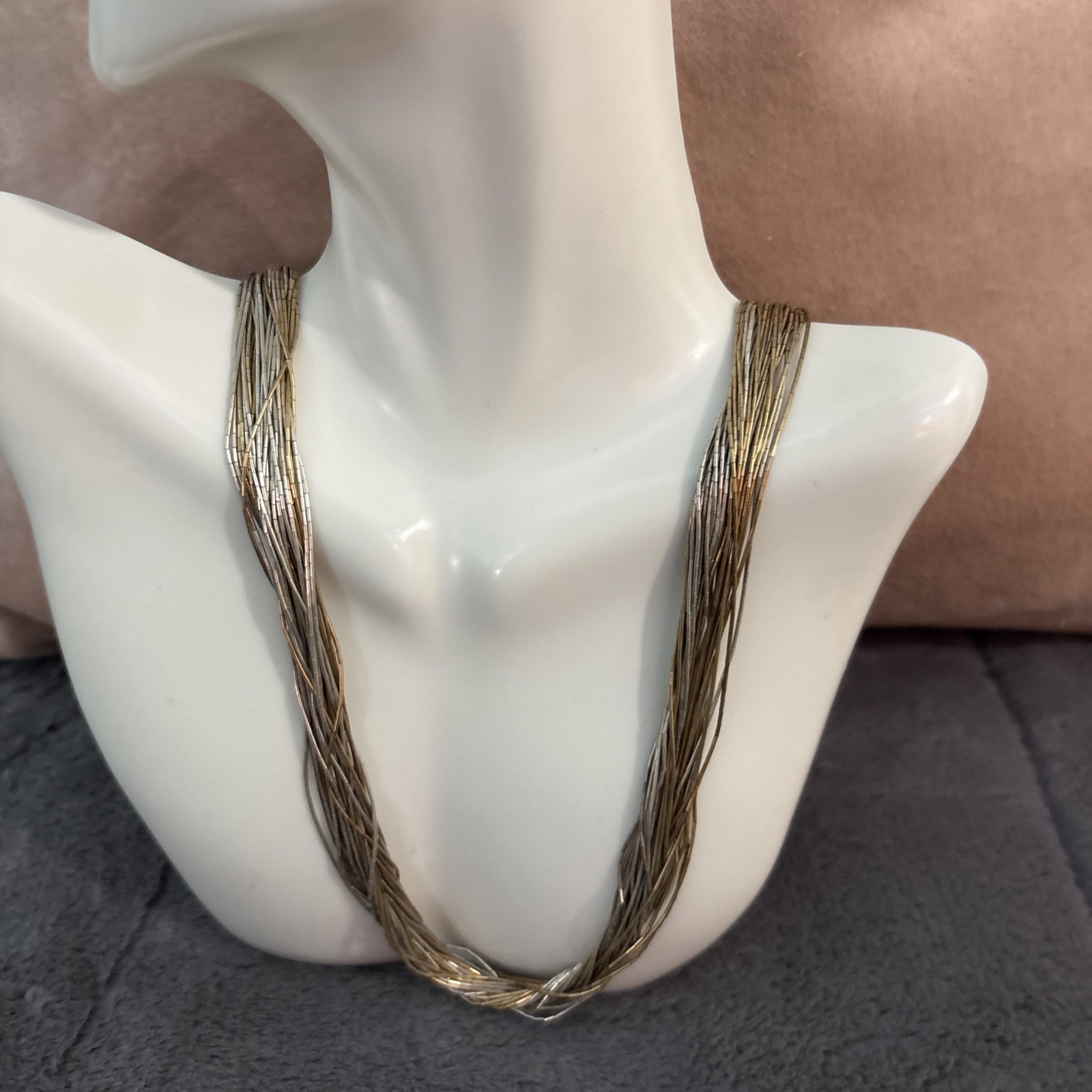 vintage Liquid Silver Necklace 925 Multi Strand Artisan Signed 23g 18”