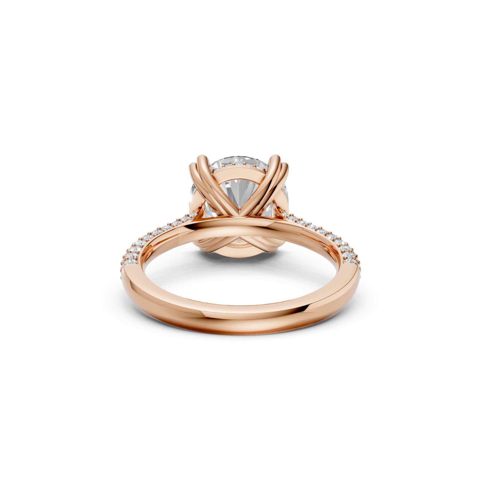 Round Lab Grown Diamond Hidden Halo Prong Basket Setting Engagement Ring