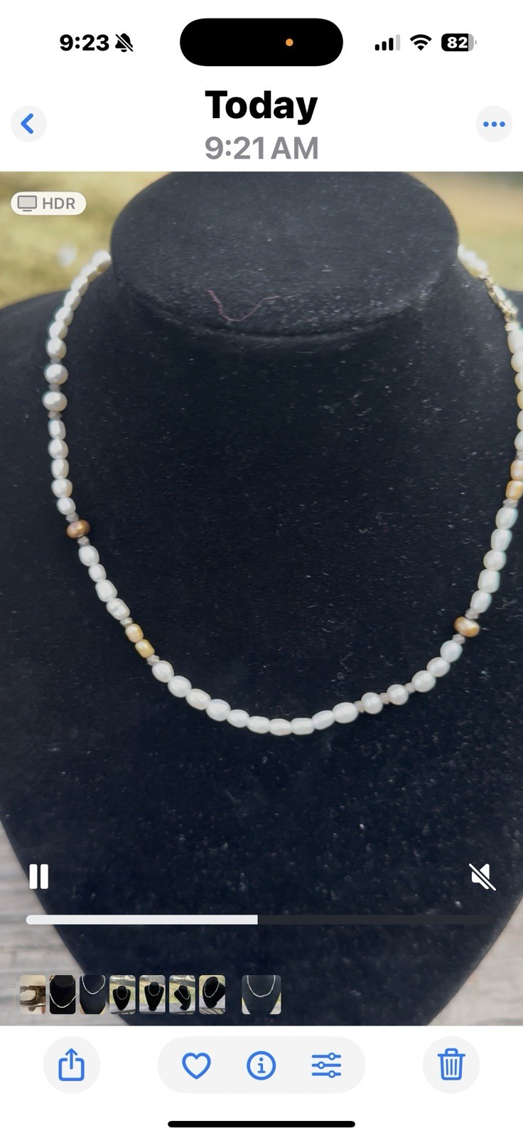 Genuine Freshwater Pearl Necklace 16.5″ 14kt Yellow Gold Clasp Stamped 585
