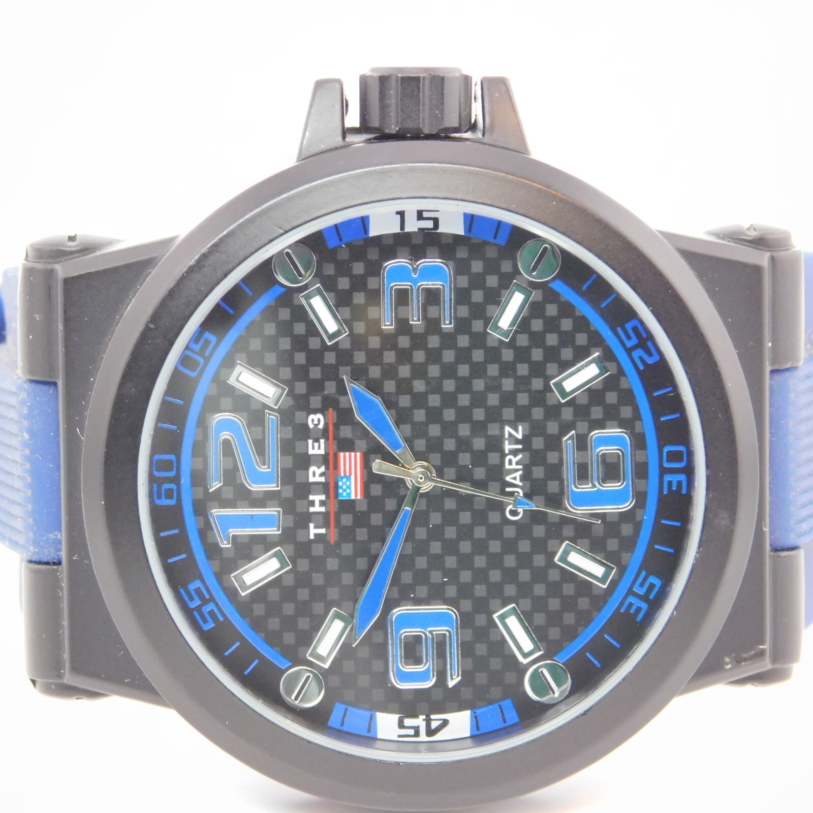 ACCUTIME WATCH CORP. THRE3 USF9104 Quartz Analog Men’s Watch New Battery