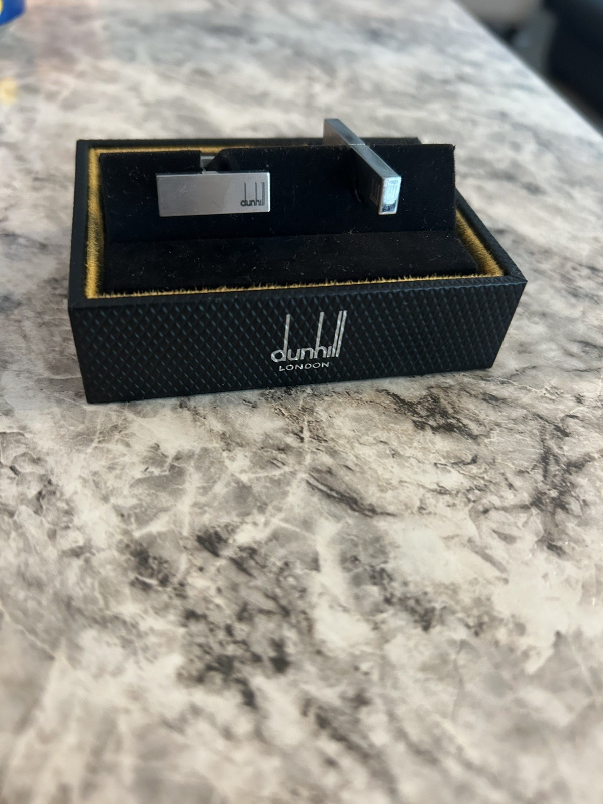 Alfred Dunhill London Two-Tone Stainless Steel Rectangle Cufflinks Boxed