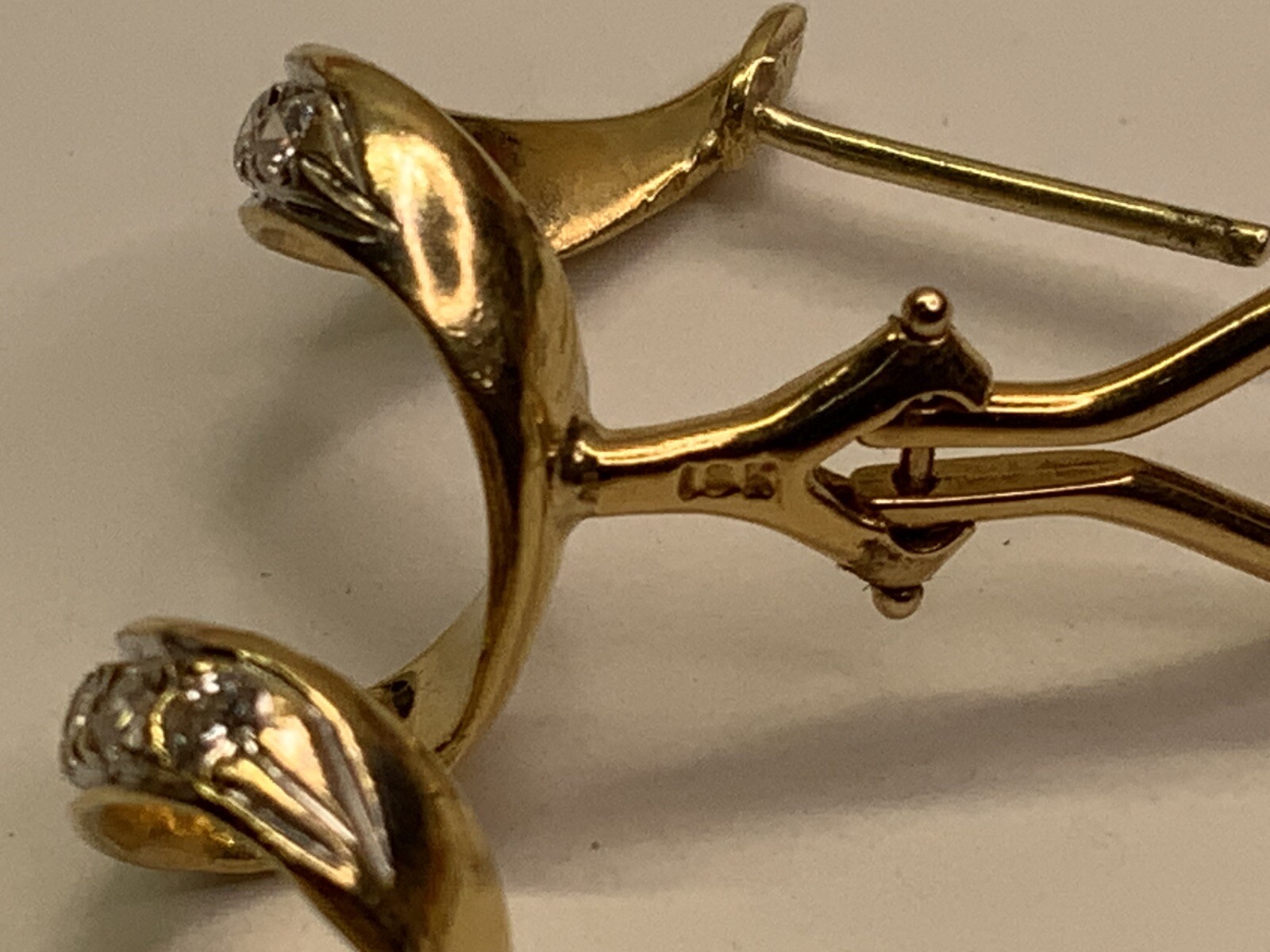 18k Yellow Solid Gold .50ct Diamond Twist Hoop Earrings Serpentine Link 9.6gram