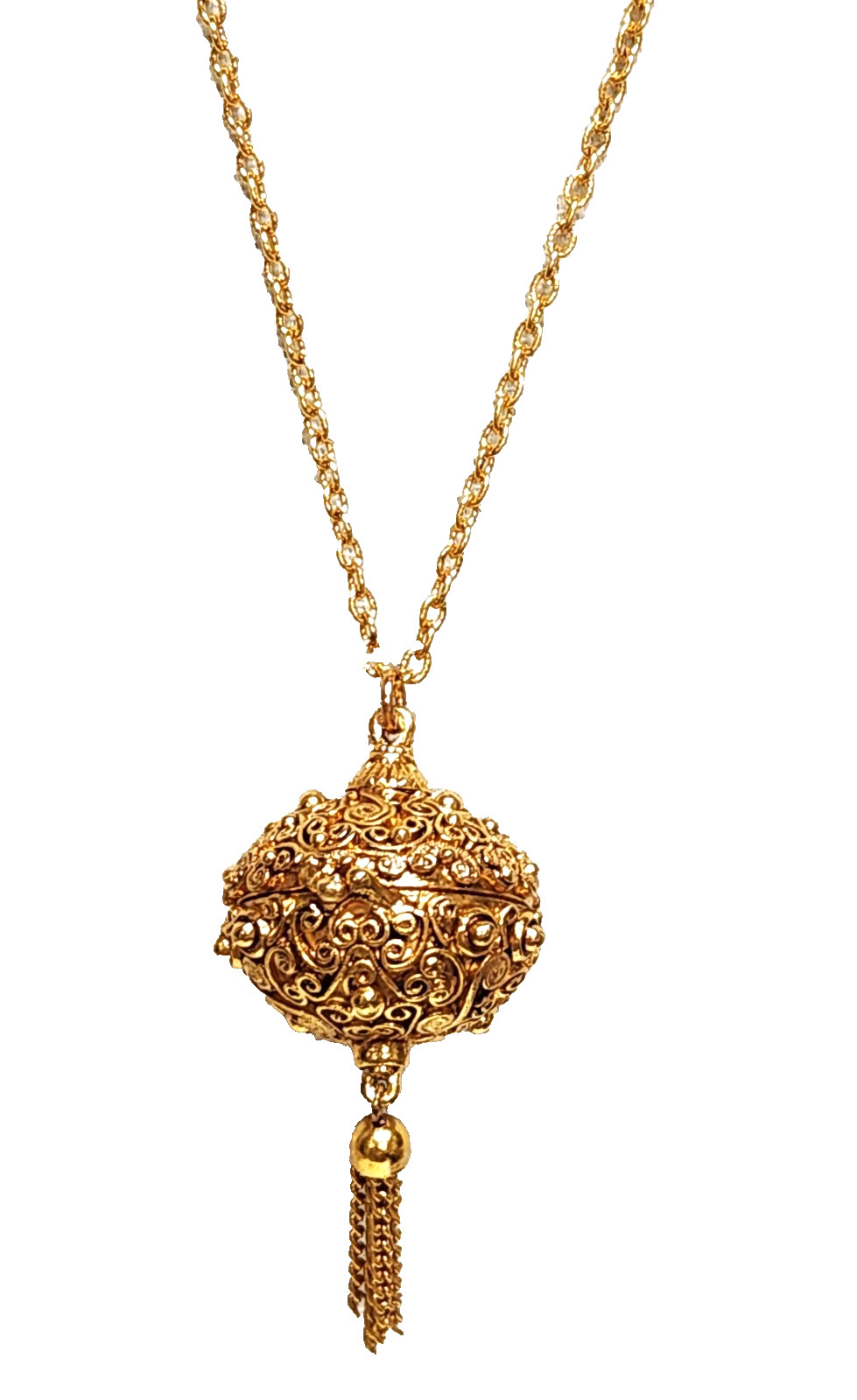 NWT FLORENZA Locket Bal-de-Parfum Perfume Tassel Pendant Necklace 25.5″ Chain