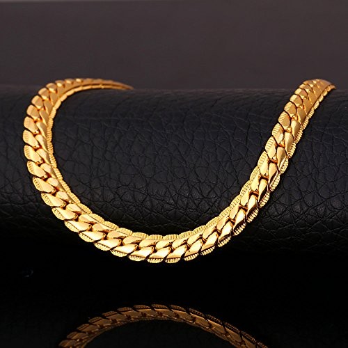 18K Gold Filled 6mm 20″/22″/24″/26″/28/30″ Snake Curb Link Chain Necklace F809G