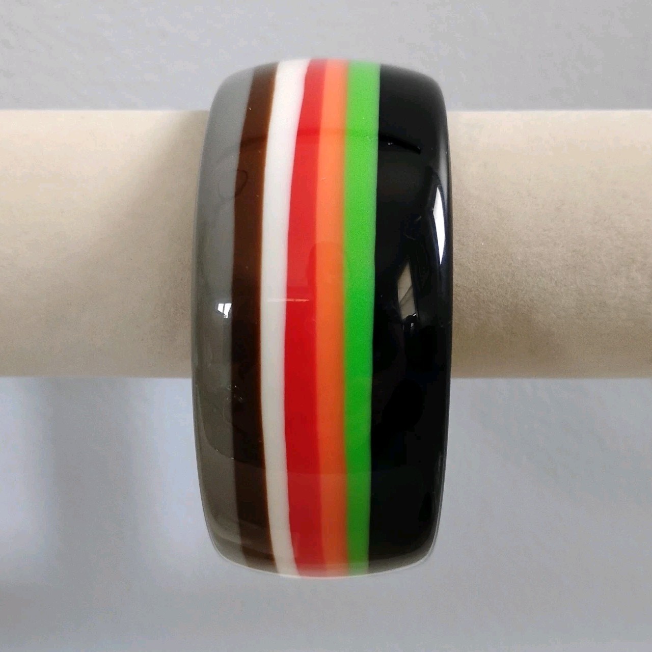 NEW Layered Multi Color Bangle Sz 8 Striped Bracelet Plastic Resin