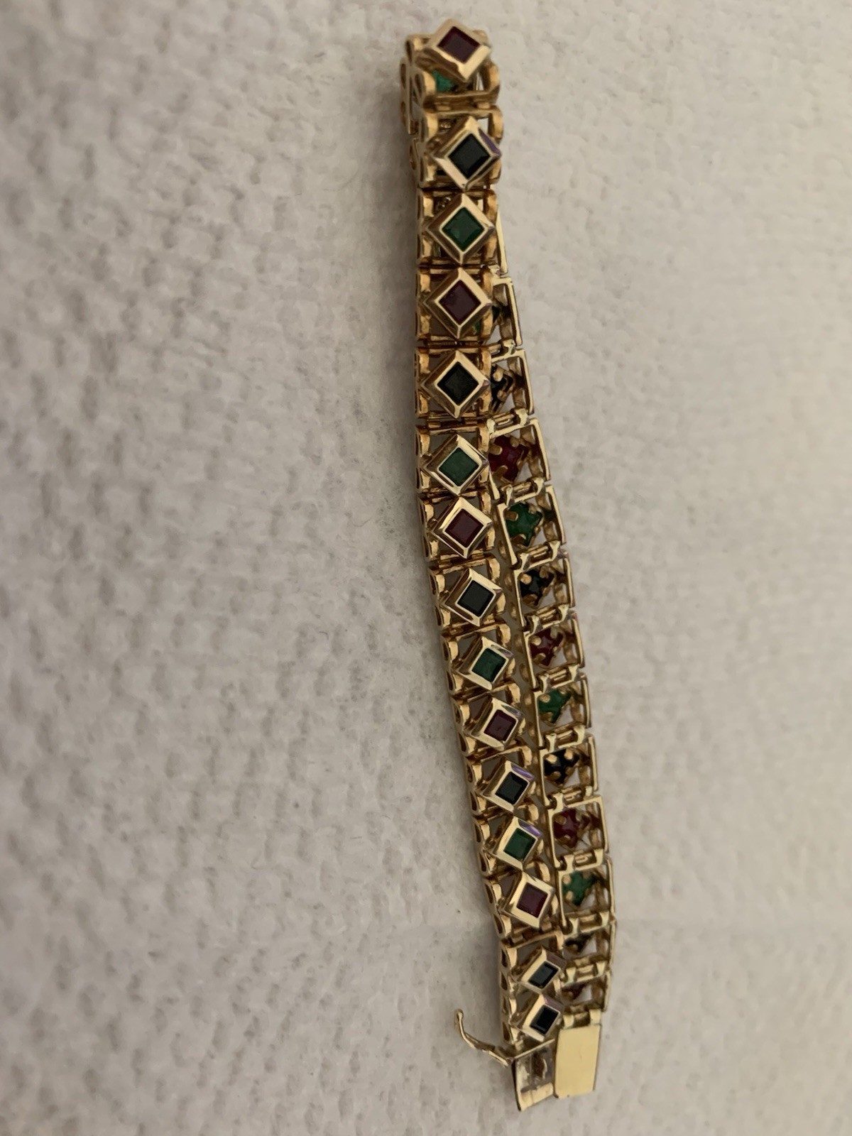Gold Tone Tile Multi Color Bracelet 14K