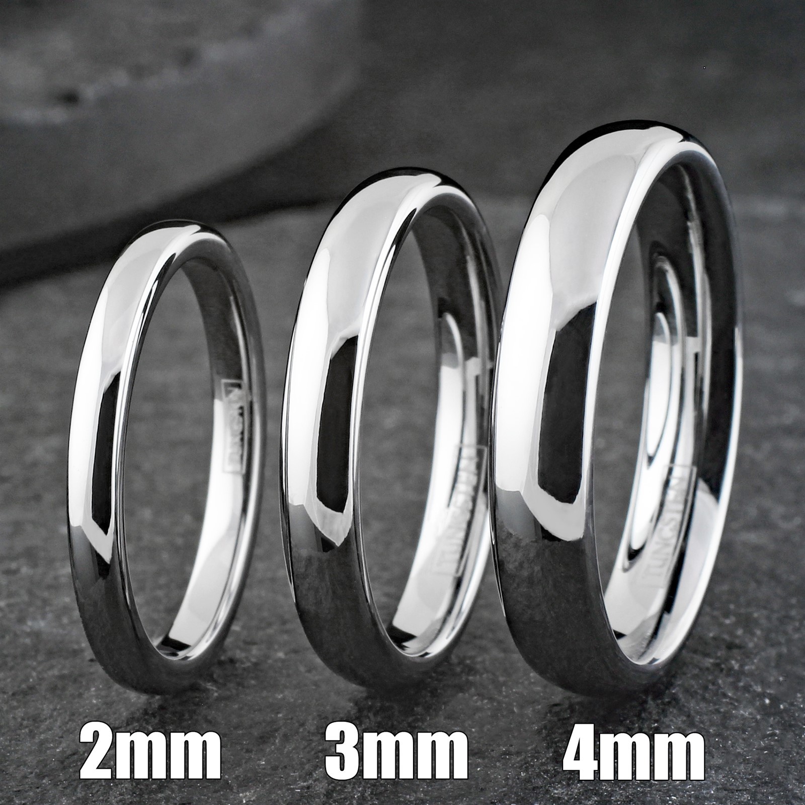 Free Engraving-Tungsten Carbide Polished Plain Wedding Band Ring All Sizes