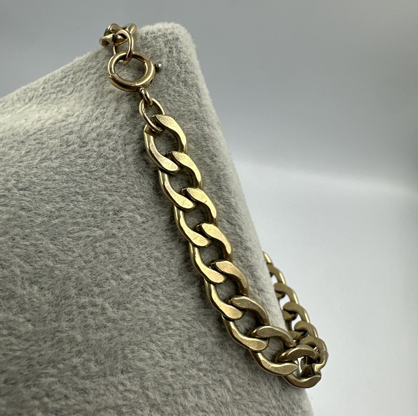 Vtg 1/20 12k G.F. Gold Filled B.A.B. Co Curb Link Chain 7mm Bracelet 7.75″ 14.1g