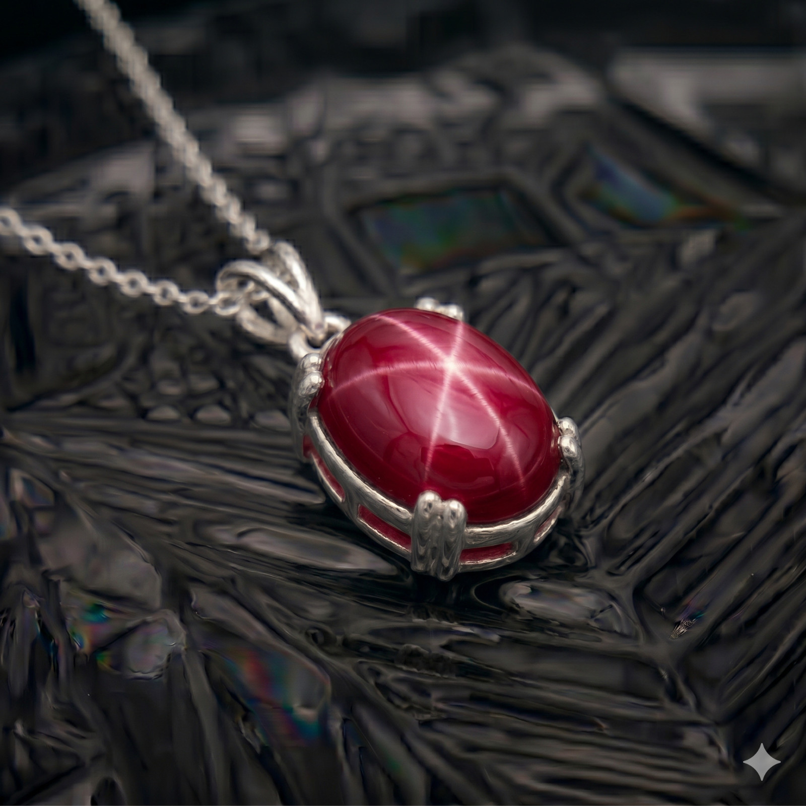 Red Star Sapphire Pendant 925 Sterling Silver Minimalist Pendant Gift For Her