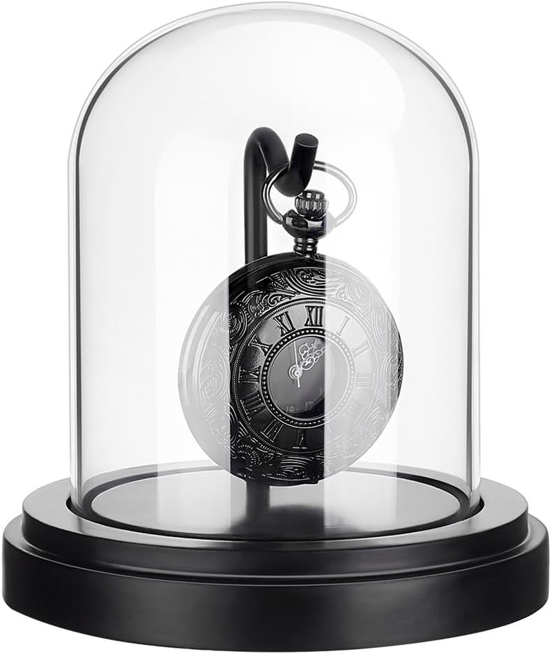 PH Pandahall 3X4 Inch Pocket Watch Display Case Watch Glass Display Dome Cloche
