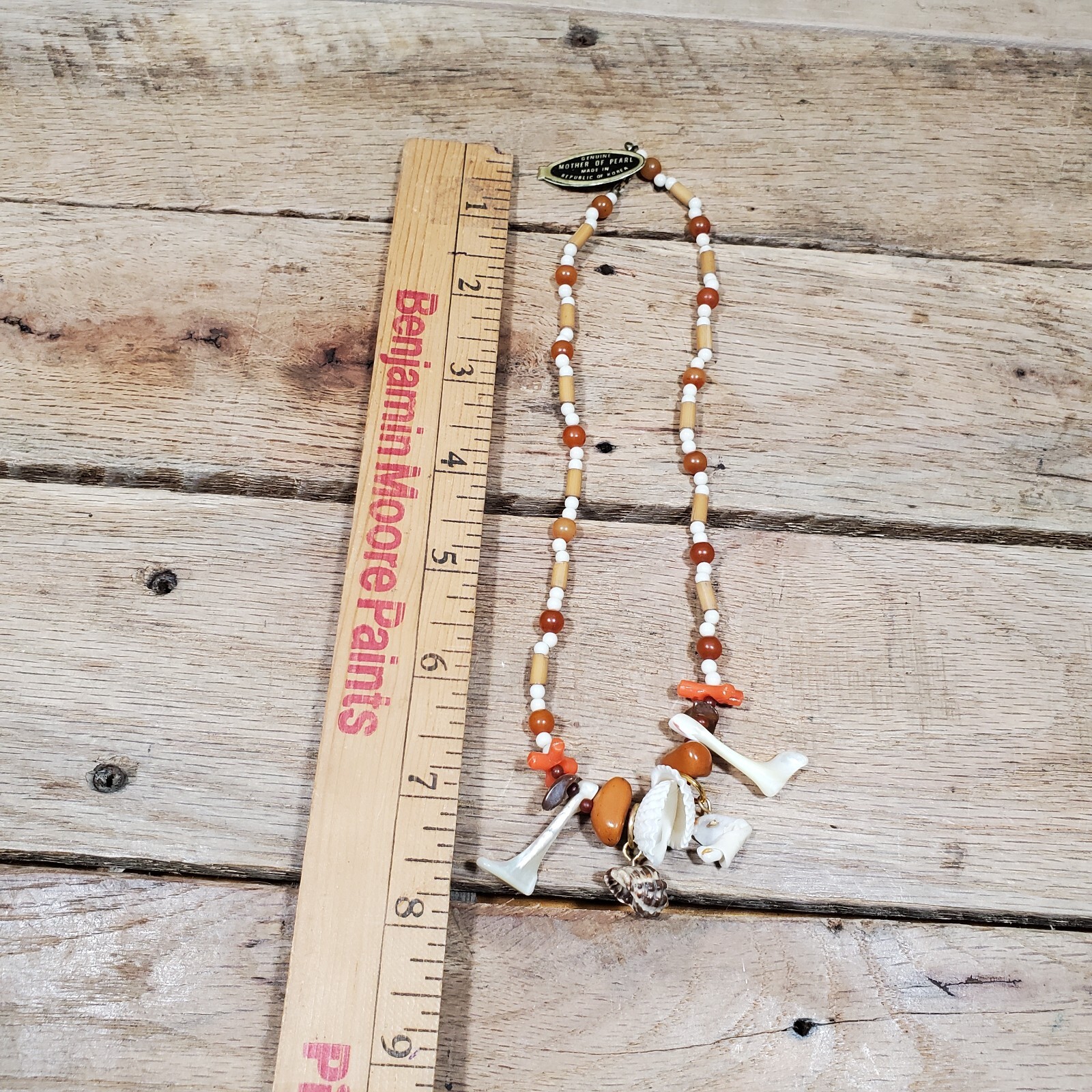 VTG Mother Of Pearl Sea Shell Necklace NOS Republic Of Korea