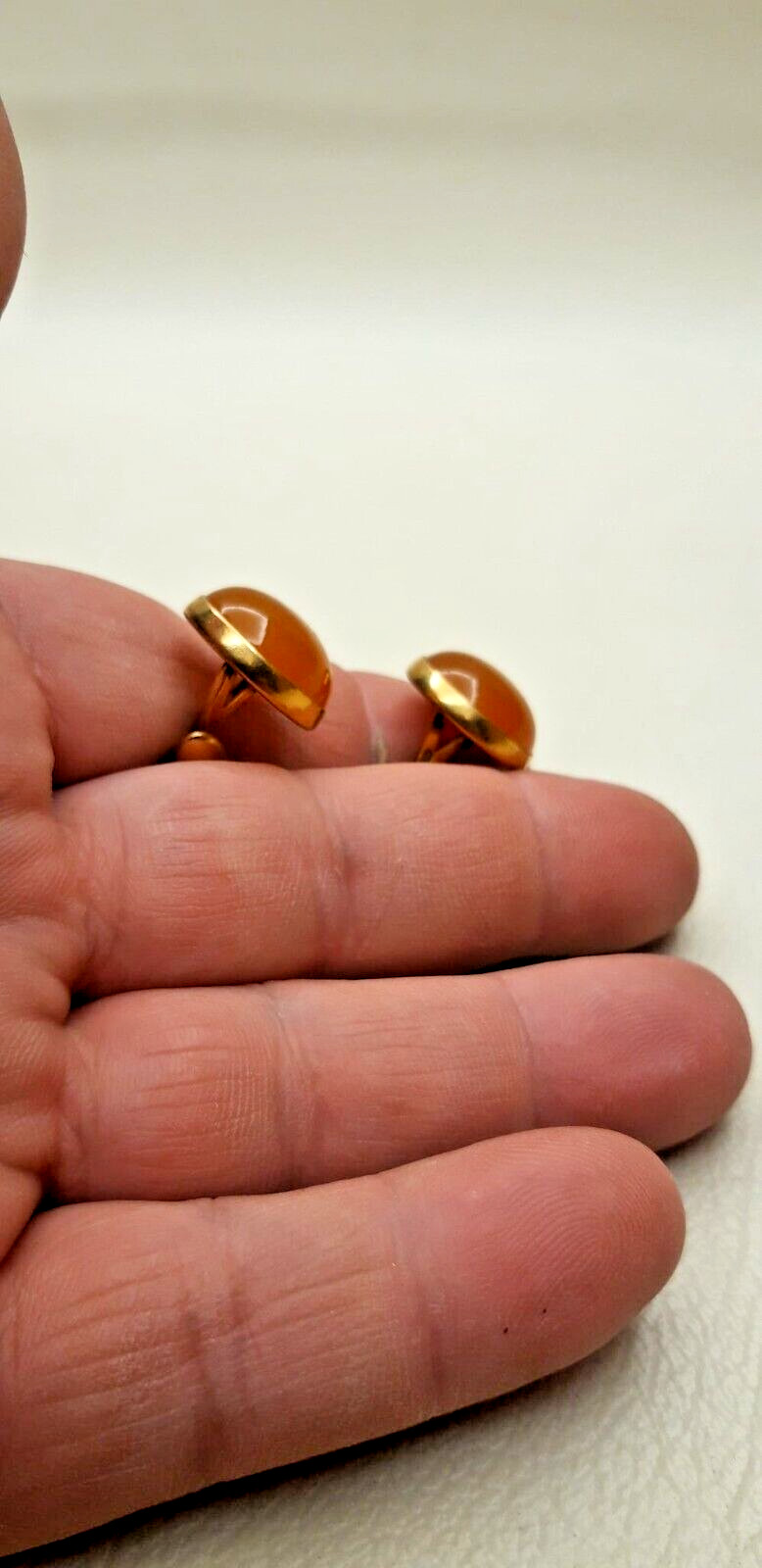 Vintage Cufflinks of the USSR 4ЯК 1950s Honey Amber. Brass. Gilding