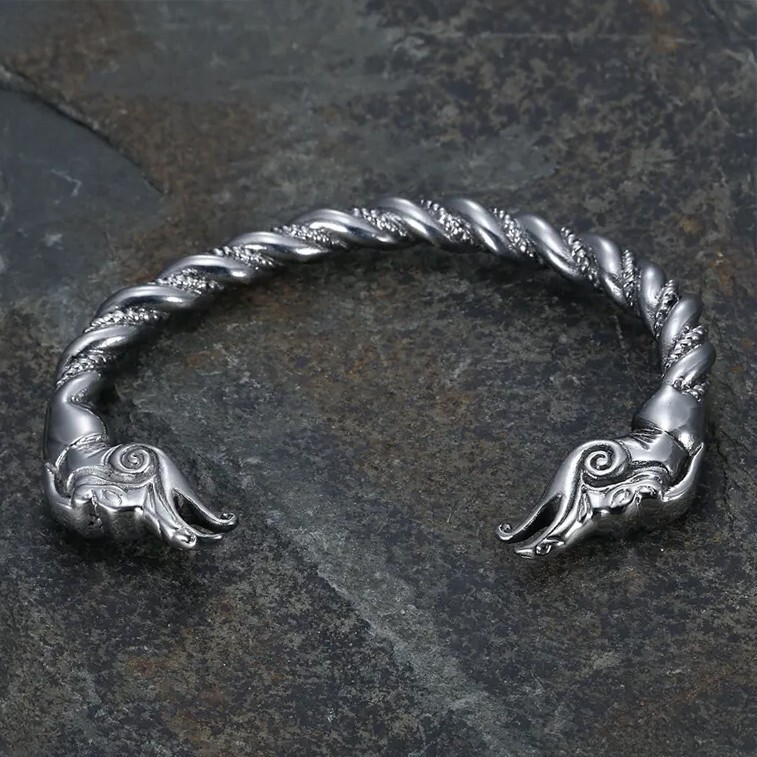 Viking Raven Bangle Huginn Muninn Bracelet Fits 6-7 inch Wrists Small Heritage