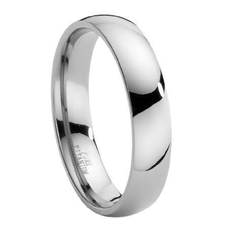 Unisex 6mm Silver Domed Titanium Polished Wedding Band Ring