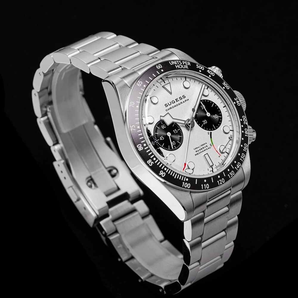 Sugess S457 Panda Mechanical Chronograph Steel White Black Sapphire Men’s Watch