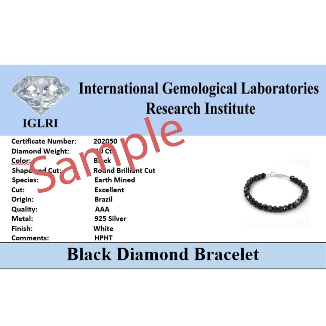 5 mm Black Diamond Unisex Bracelet 7.5 Inches Quality AAA Certified