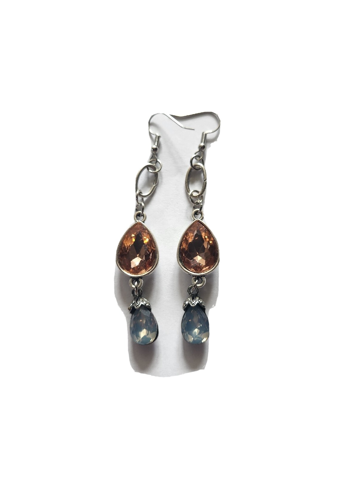 Glass Peach and Blue Earrings