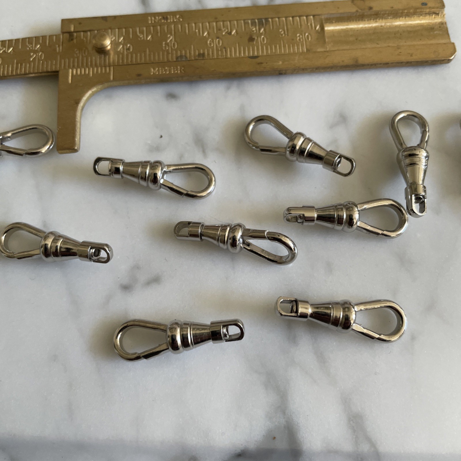 10 Pc Lot Swivel Clip Albert Pocket Watch Chain Repair White SILVER Clasp 1″