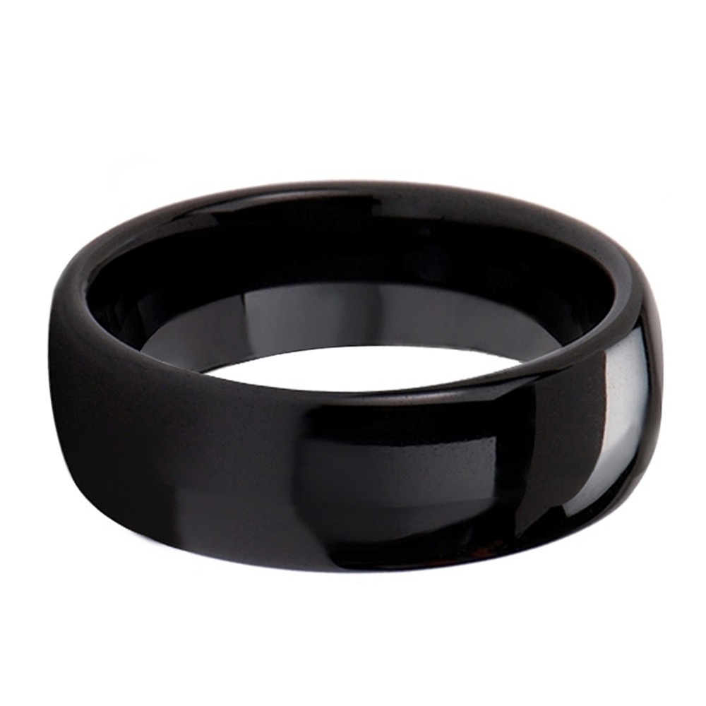 🔥 8mm Tungsten Carbide Dome Wedding Band Mens Black Silver or 18k Gold Plated
