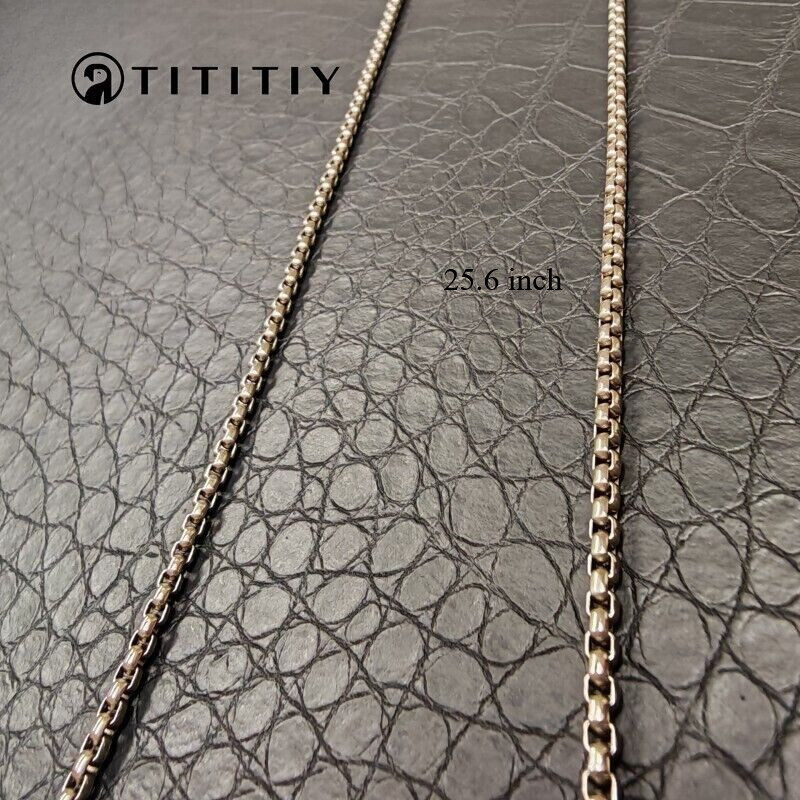 Pure Titanium Necklace with 3mm Square Box Chain Anti Allergic Classics 25.6inch