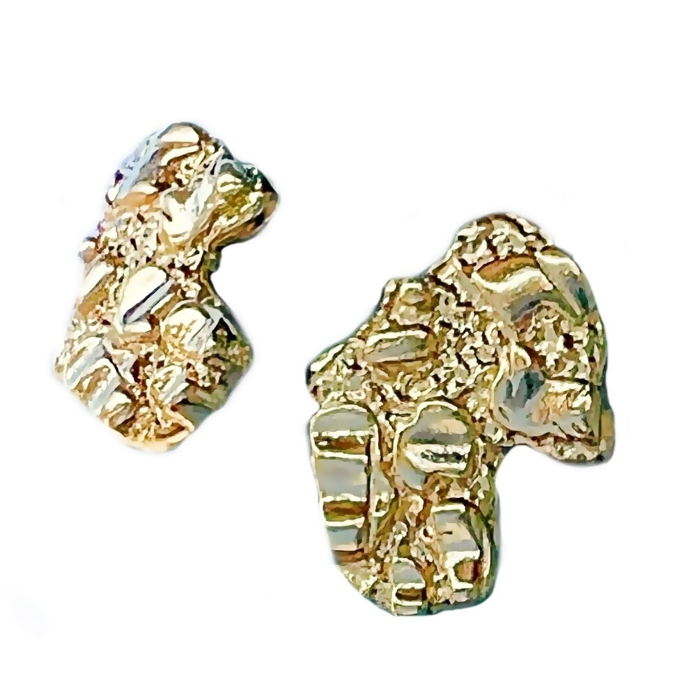 14k Gold Plated Nugget Hiphop Earrings Butterfly Push Back Mens and Womens 15MM