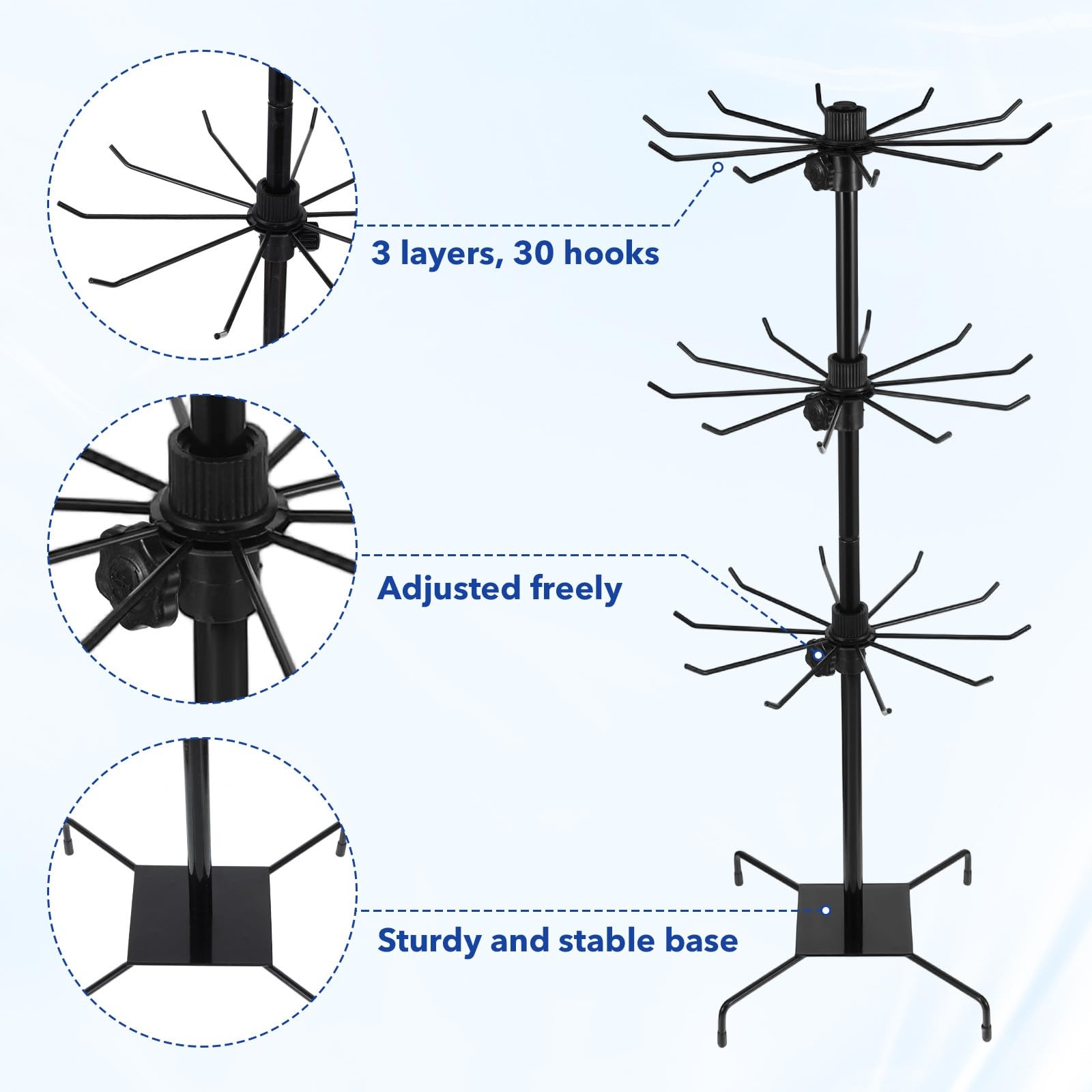 QFGasre 2 Pcs Rotating Jewelry Display Stand, Black Metal Display Rack with H…