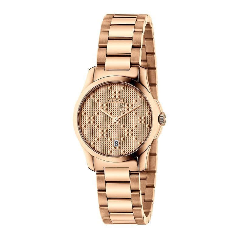 Gucci Women’s G-Timeless Gold Tone Stainless Steel Watch – YA126567 ($1010 MSRP)