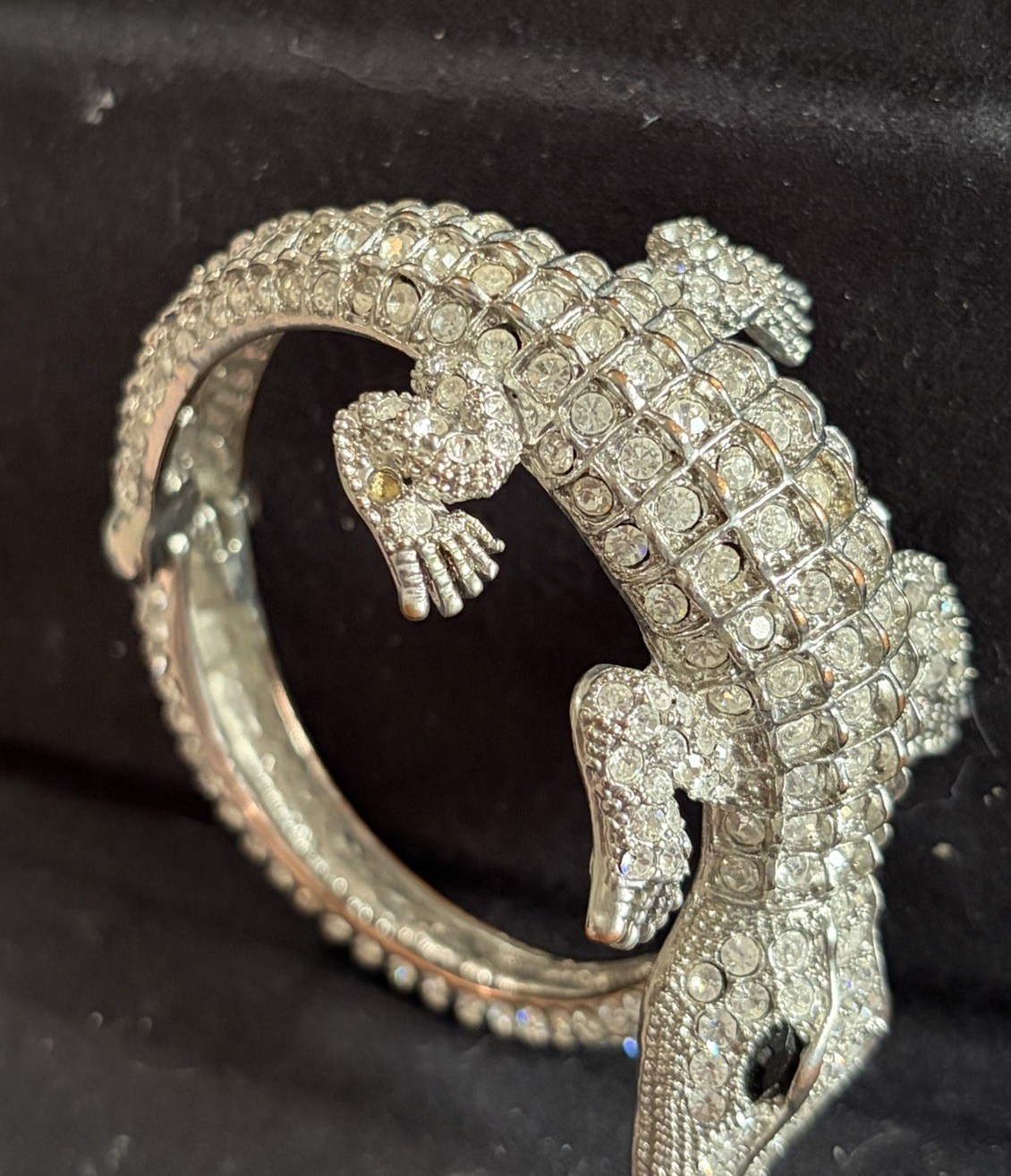 Crystal Rhinestone Cocktail Bangle Bracelet Wrap Alligator – Flawed