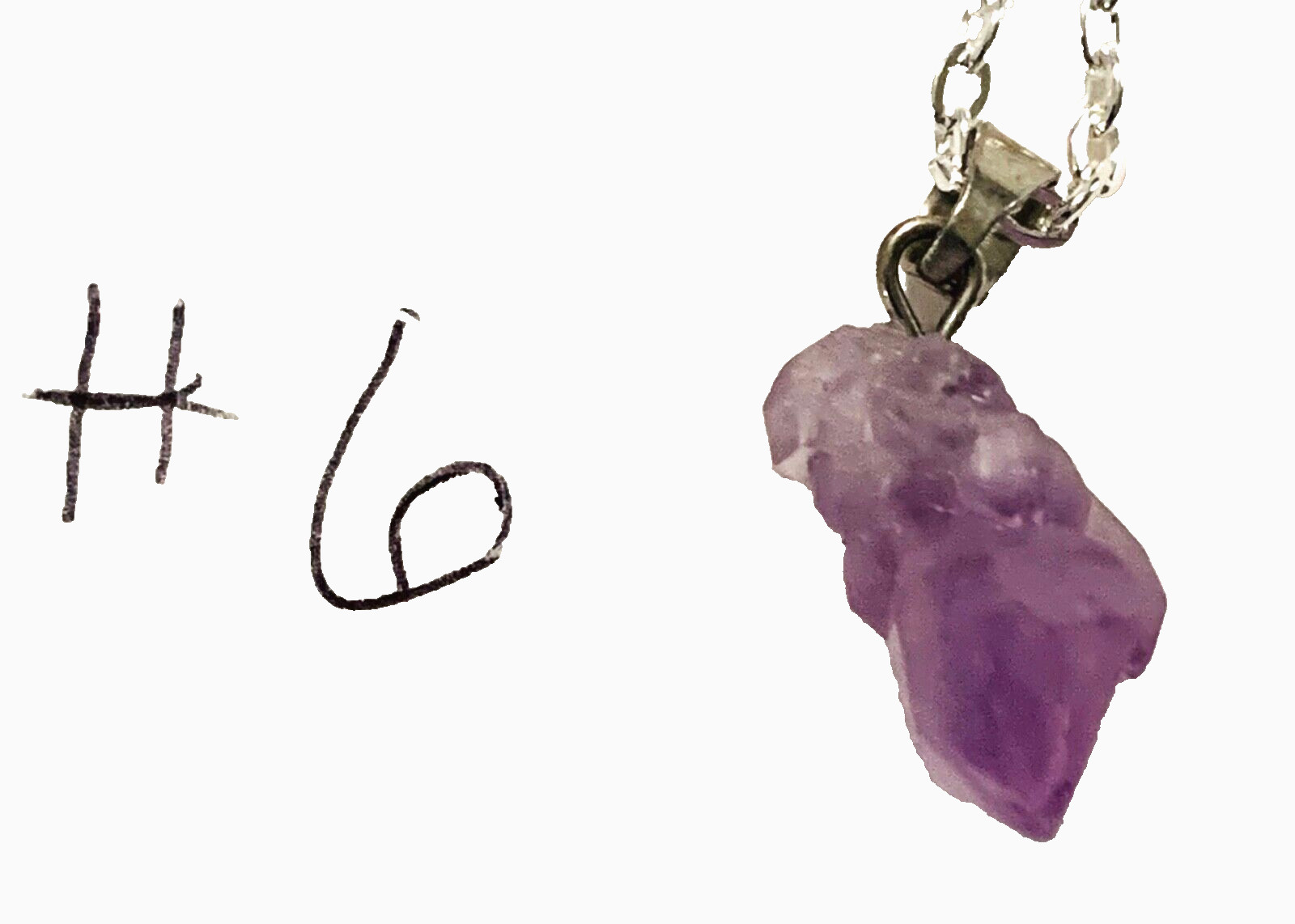 NEW Fashion Natural Gemstone Rock Irregular Amethyst Silver Tone Bail & Chain