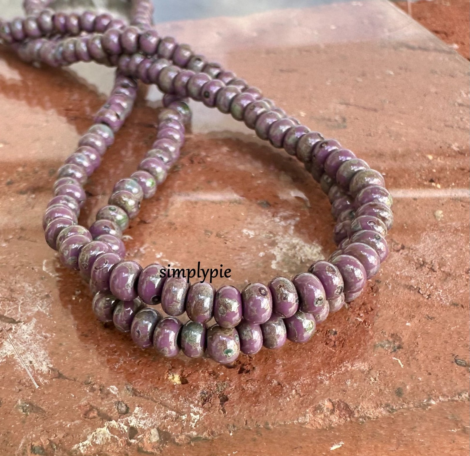6/0 Czech Aged Lavender Picasso 10-Inch Strand Glass Seed Beads #FRO