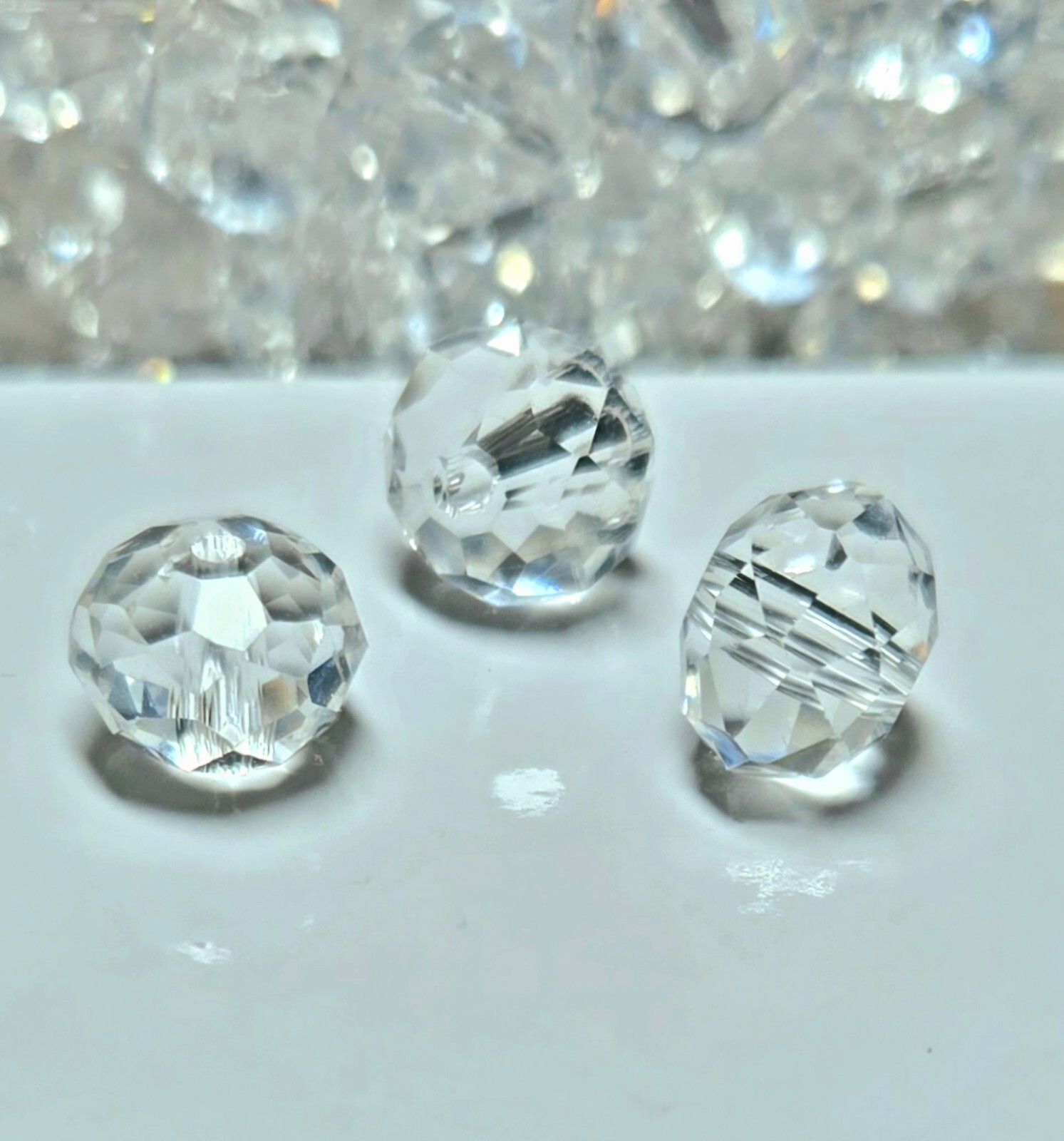 Crystal Beads 6x8mm Beads for Jewelry Making Bulk 180 pcs Clear White Roundelle
