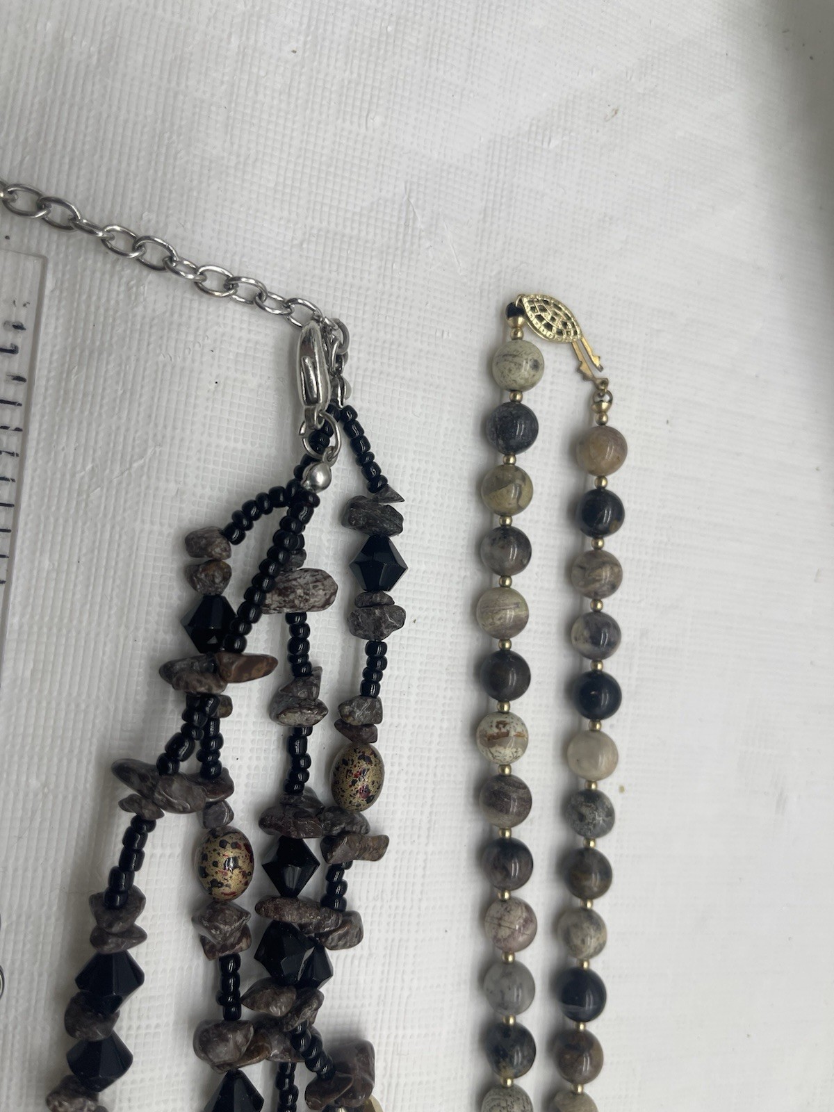 Boho Earth Tone Beaded Necklace Lot Of 3 Jasper Wood Pendant Layered You & I