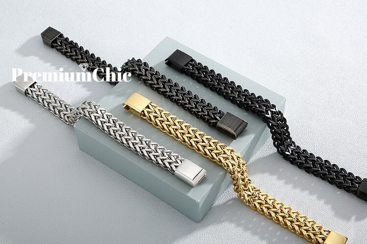 Unisex Stainless Steel Mesh Bracelet Wristband w Magnetic Clasp