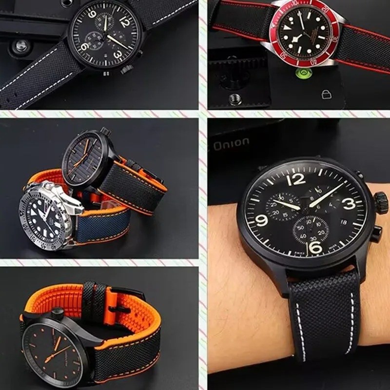 20/22mm Universal Watch Band Nylon Silicone Rubber Watch Strap