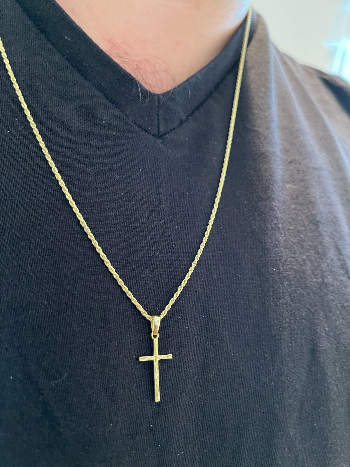 Small 0.75″ Plain Cross Pendant Solid 925 Sterling Silver / 14k Gold Plated