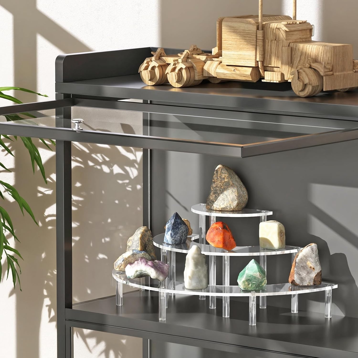 3 Tier Acrylic Display Risers Half Moon Cupcake Stand Clear Perfume Organizer