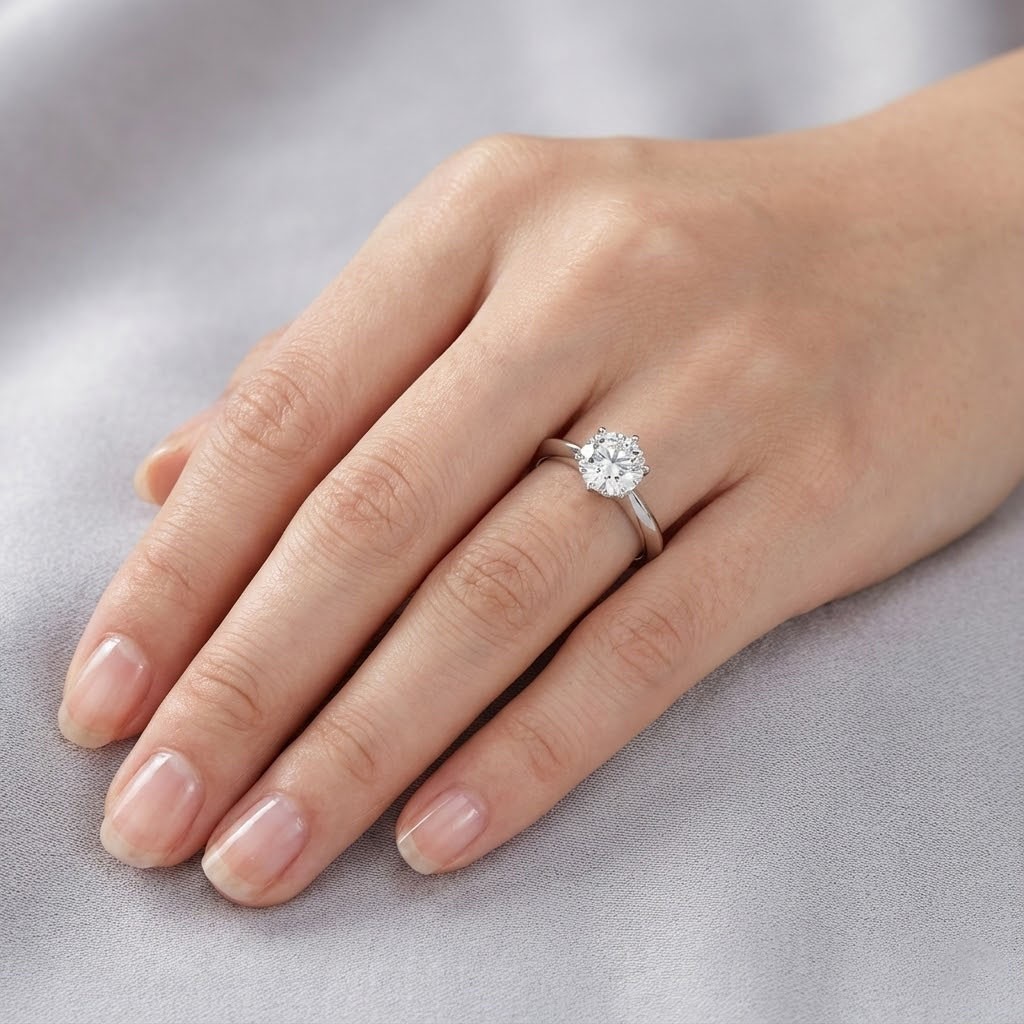 Solitaire Engagement Ring Platinum Classic Round 1.80 CT Lab-Grown Diamond E SI1