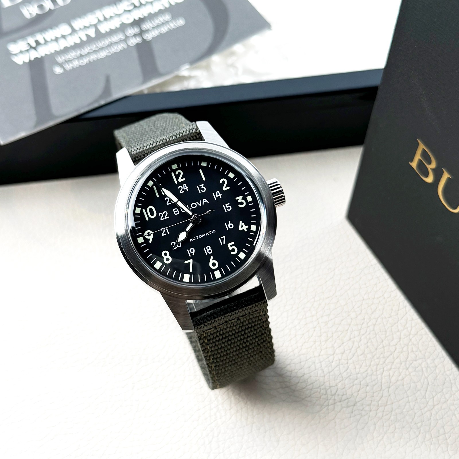 Bulova VWI SPECIAL EDITION Hack Automatic Black Dial Men’s Watch 96A259 38mm