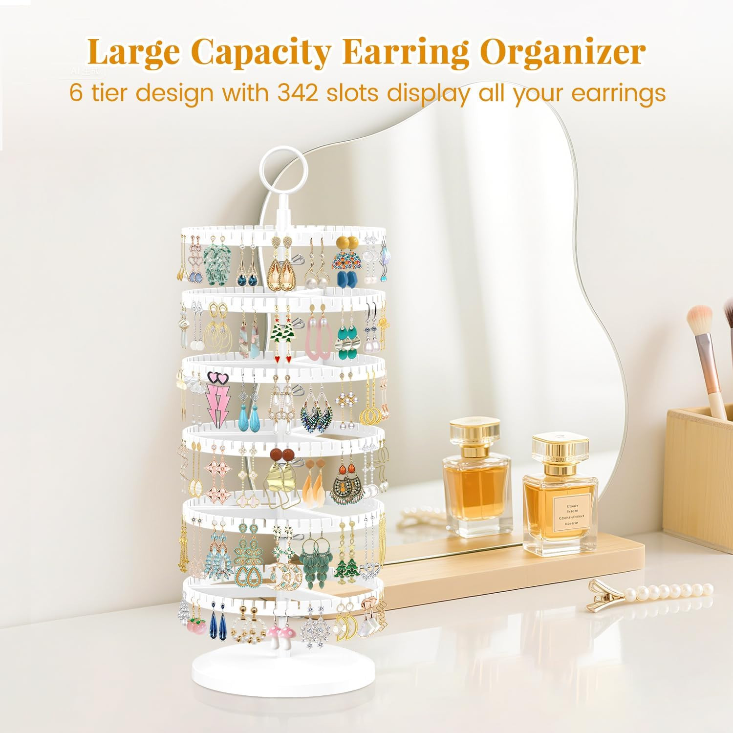 Esluker.Ly Earring Holder Organizer Rotating Stud Display Tree Rack with 342 U-S