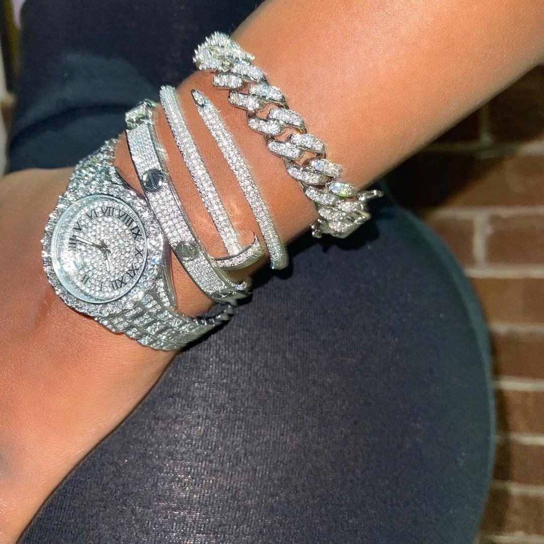 Hip Hop Luxury Ice out Women’s Watch Iced King Bling Silver Cz Diamond Best Gift