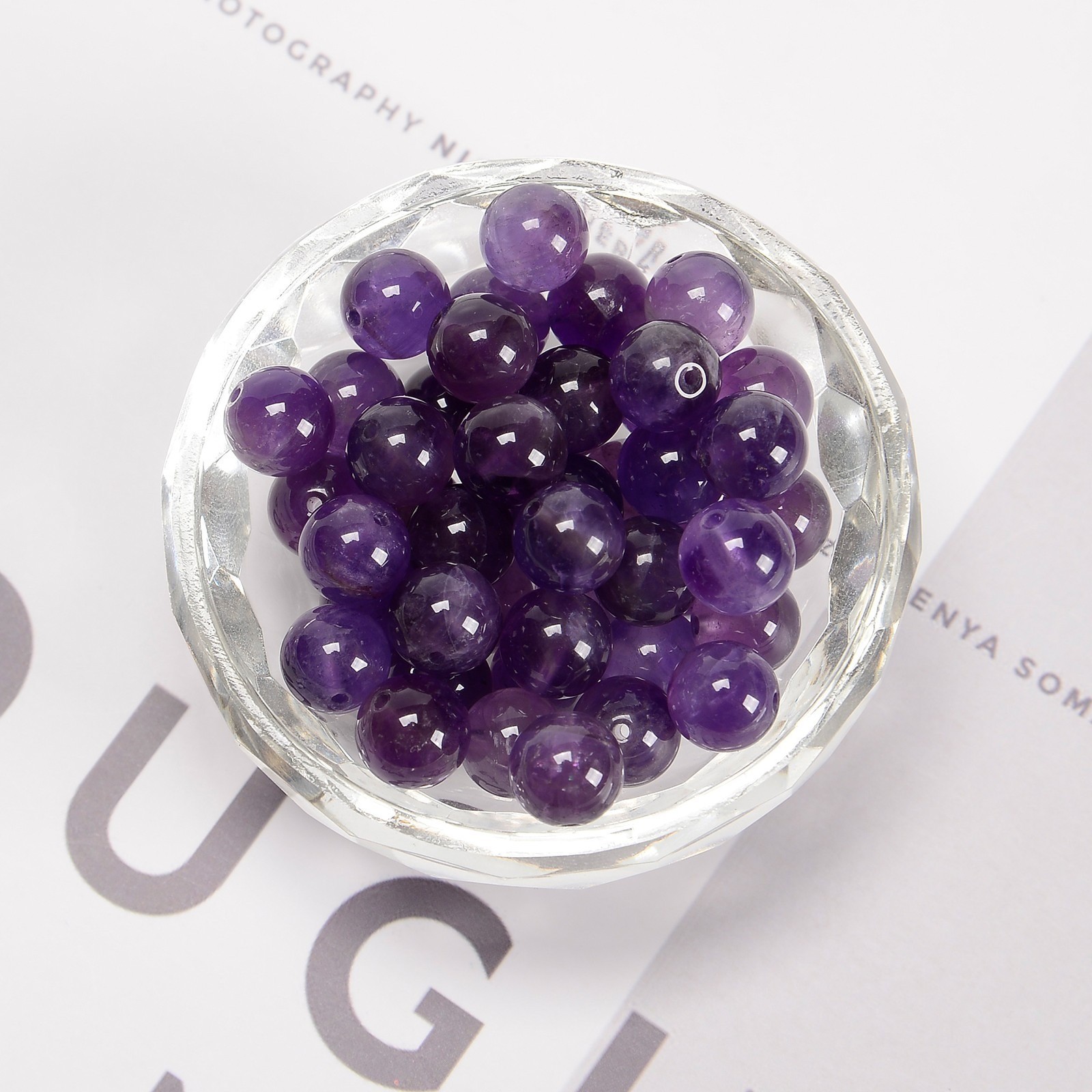 Natural Amethyst Round Cabochon Handcrafted Gemstone Beads Strand 4mm-10mm