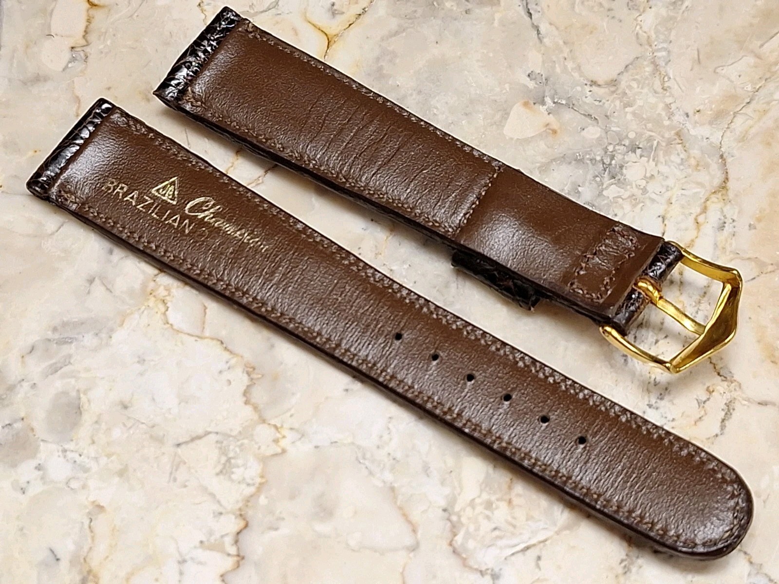 JB Champion Dark Brown Brazilian Crocodile Leather Watch Band Strap 3/4″ LONG