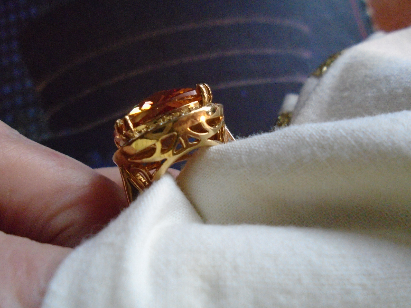 costume faux citrine diamond large stone ring 5.5-6