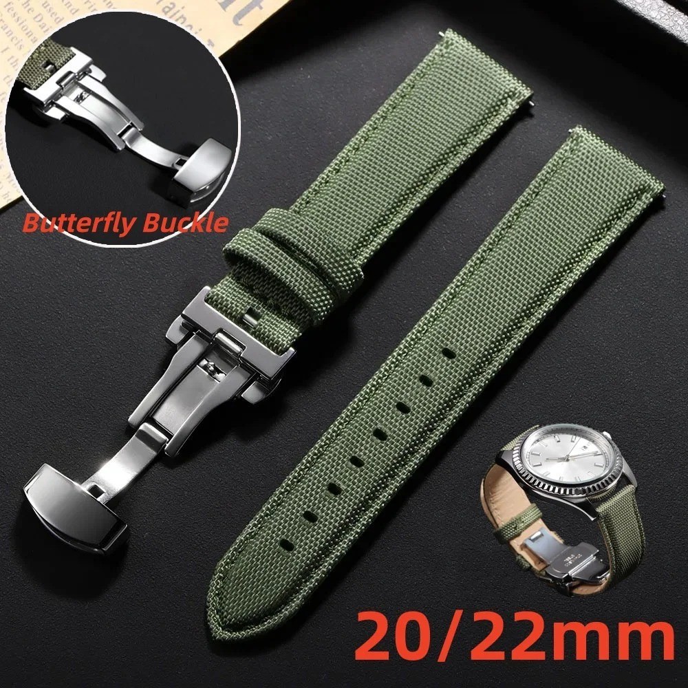 Quick Release Watch Strap 20mm 22mm Waterproof Nylon Strap Butterfly Clasp