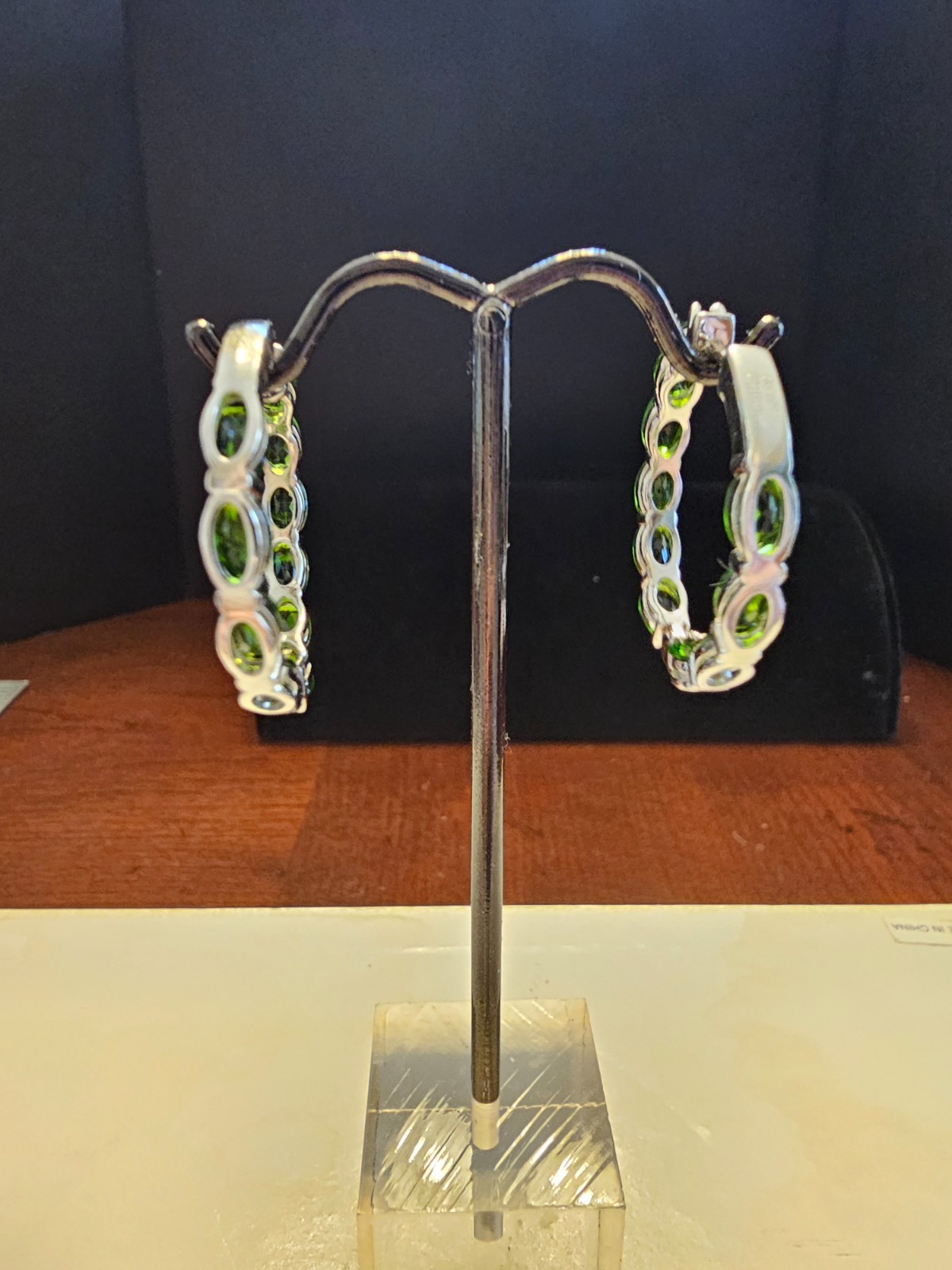 10.5 ctw Chrome Diopside Sterling Silver Inside Out Hoop Earrings