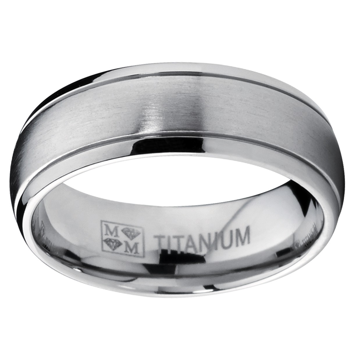 7 MM High Polish / Matte Finish Titanium ring with Grooves sizes 6 to 13
