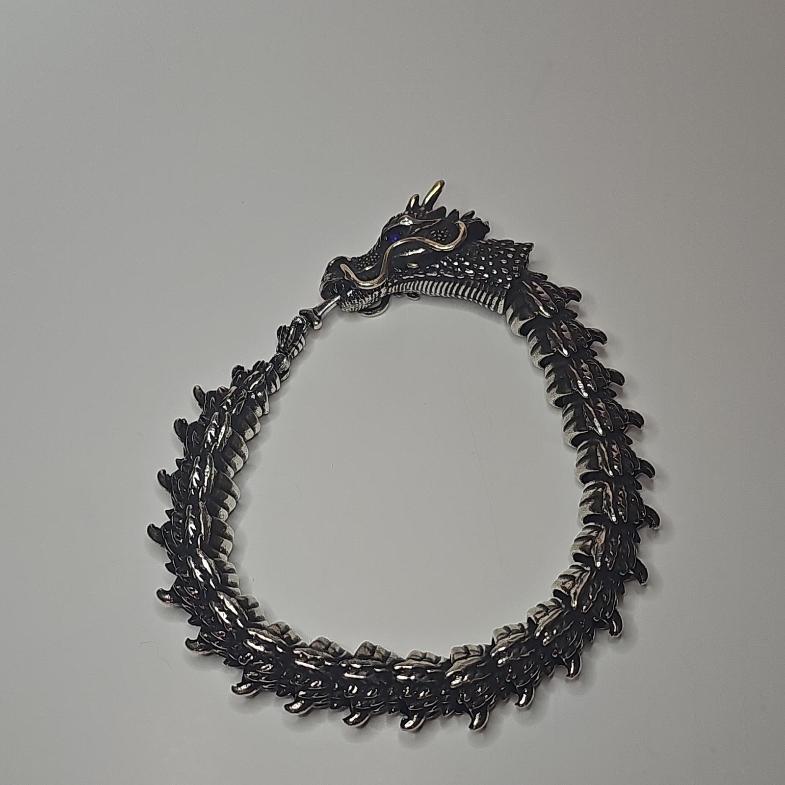 Dark Silver Tone Metal Dragon Head Bracelet