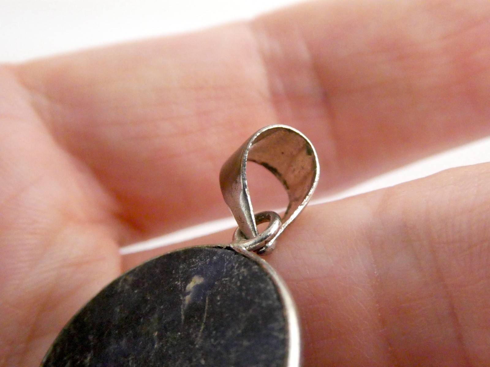 Silver Plated Bezel Setting Round Dyed Darker Blue Sodalite Cabochon Pendant