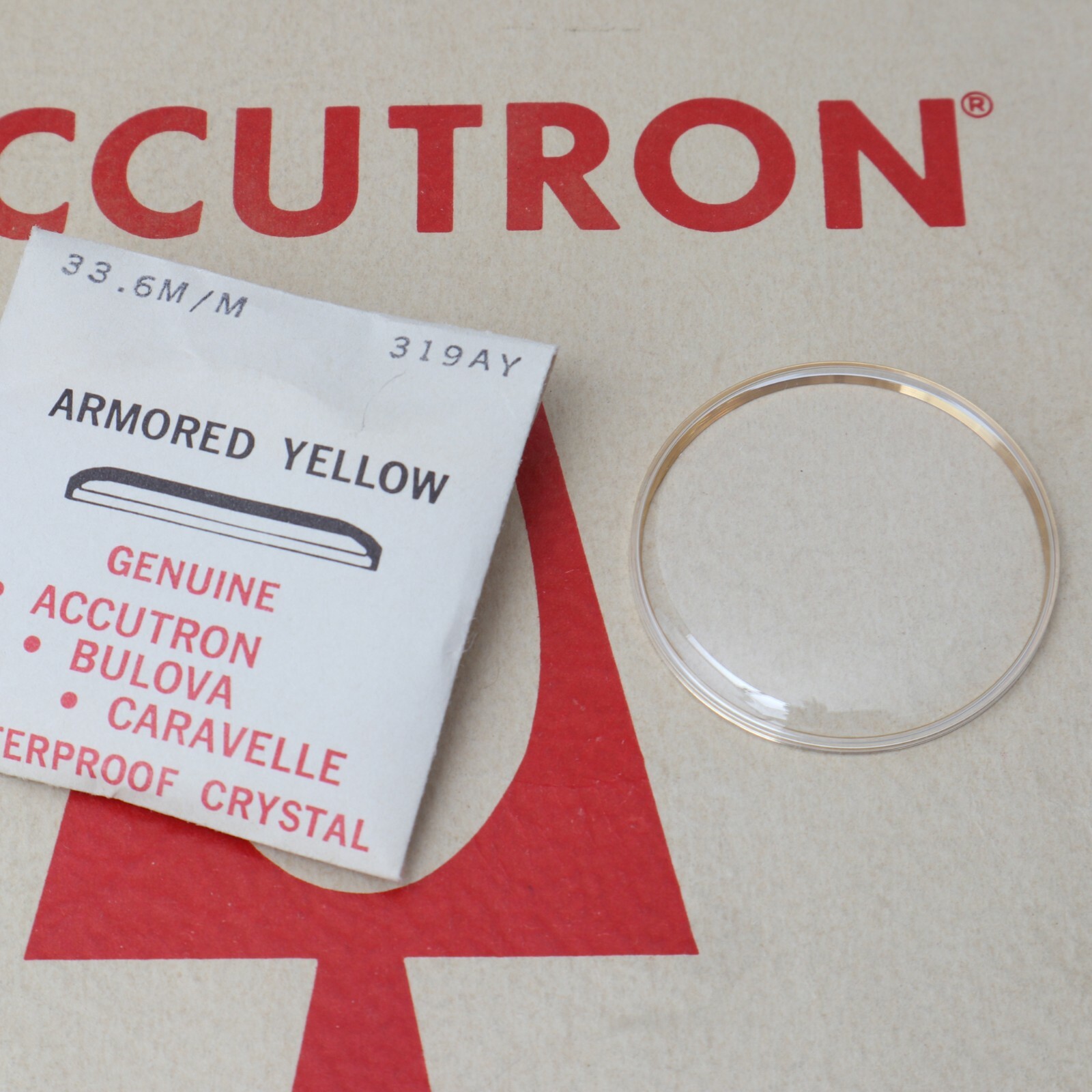 Bulova Acrylic Watch Crystal 30.0mm Part #446AY Armored Yellow New Old Stock
