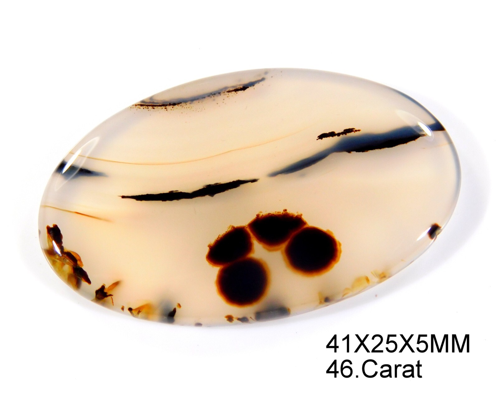 46 CT Natural Montana Agate Oval Cabochon Translucent Gemstone 41x25x5 mm CD=043